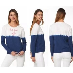 Beach lunch lounge Penny Sweater navy dip dye Women’s Size X-Large XL NWTs New